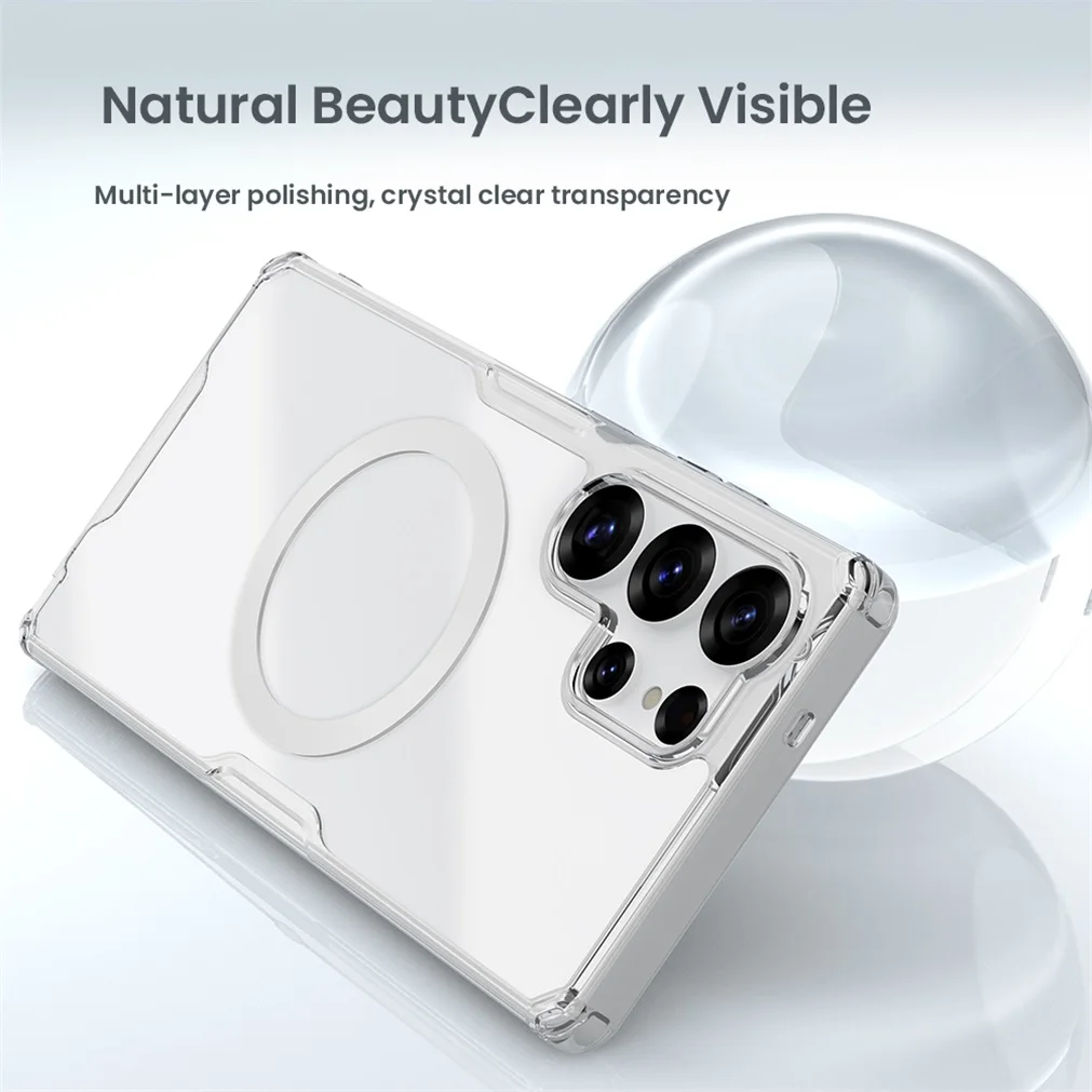 Nillkin For Samsung Galaxy S25 Ultra MagSafe Magnetic Case Nature Pro Transparent Soft TPU Frame Cover For Samsung S25 S25+ Plus