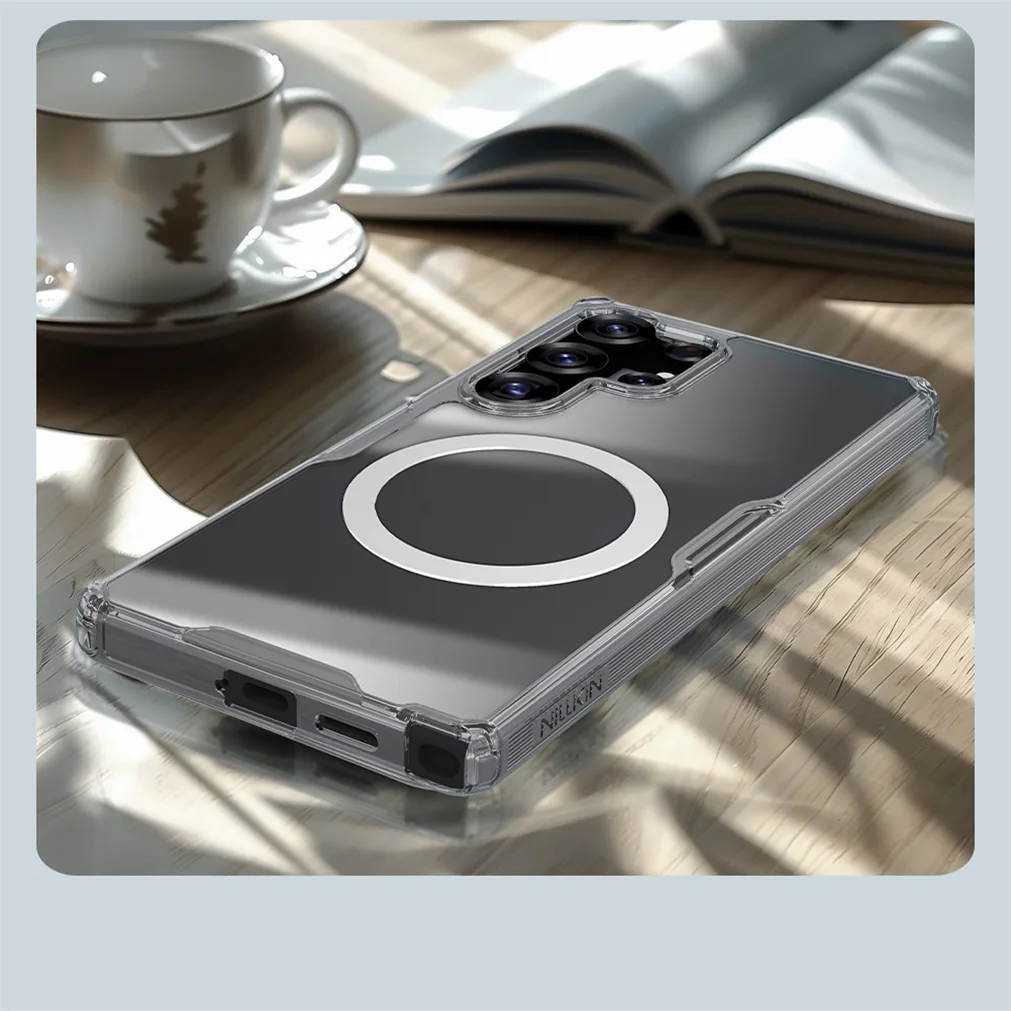 Nillkin For Samsung Galaxy S25 Ultra MagSafe Magnetic Case Nature Pro Transparent Soft TPU Frame Cover For Samsung S25 S25+ Plus