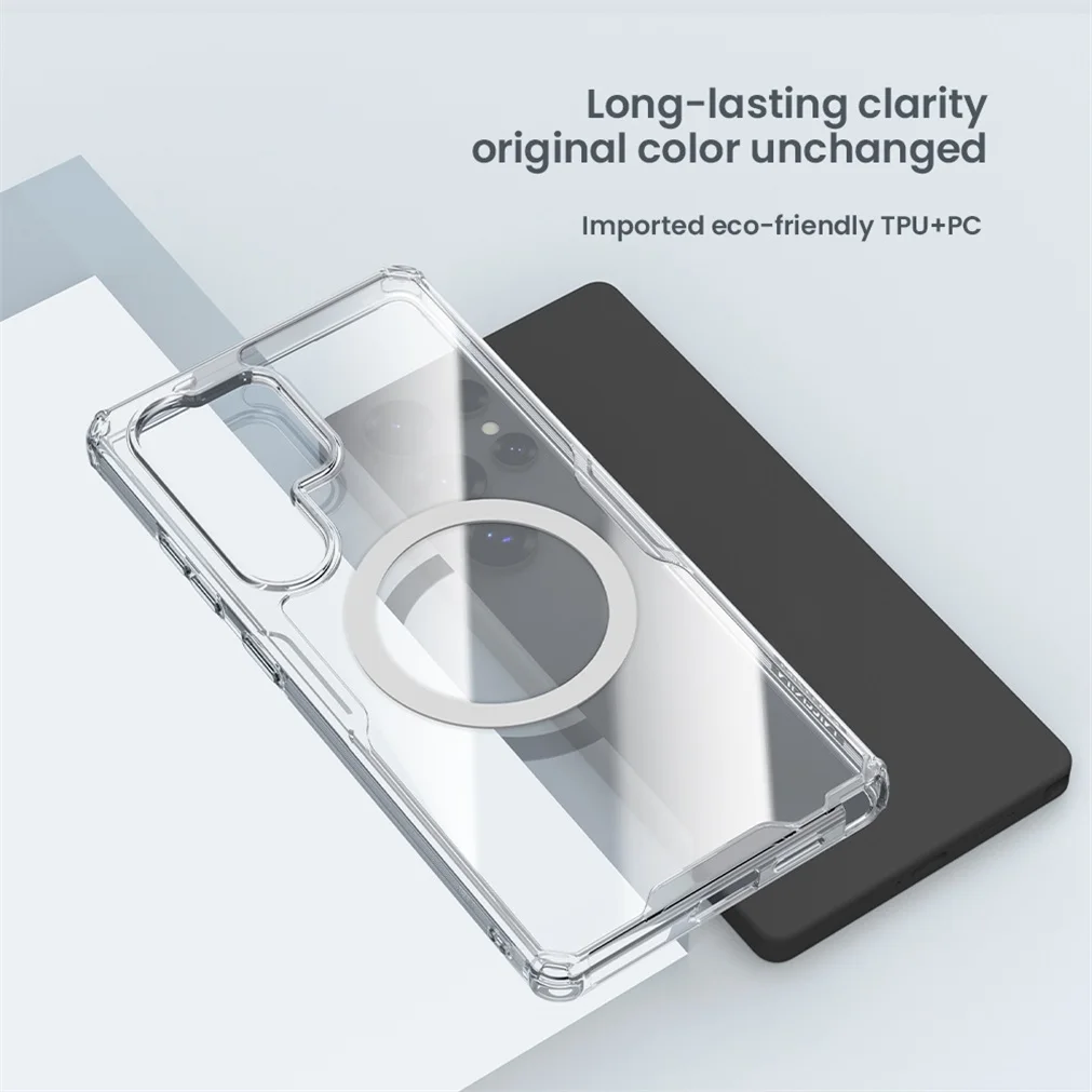 Nillkin For Samsung Galaxy S25 Ultra MagSafe Magnetic Case Nature Pro Transparent Soft TPU Frame Cover For Samsung S25 S25+ Plus