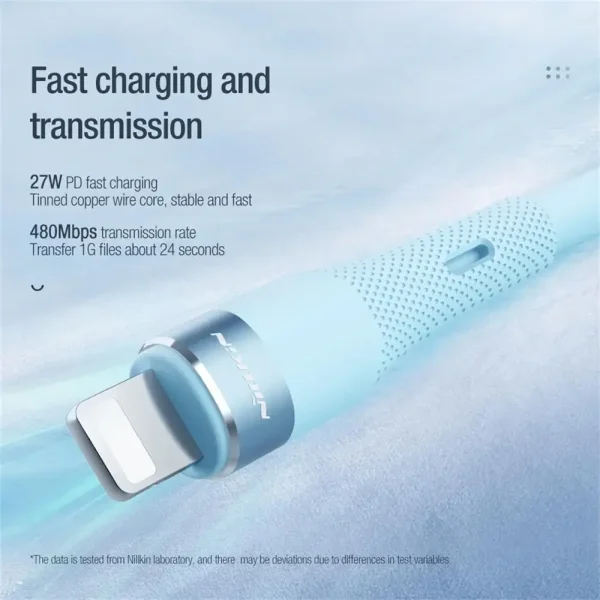 Кабель Nillkin Silicone Cable Type C - Lightning 1.2м для iPhone (PD 27W) — изображение 3
