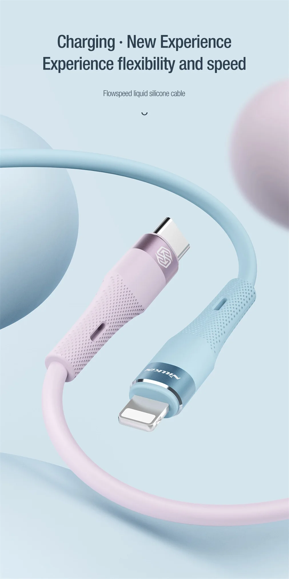NILLKIN Silicone Cable Type C To Lightning PD 27W Fast Charging Transmission For iPhone 14 13 12 Pro Max 1.2m USB C Data Cable