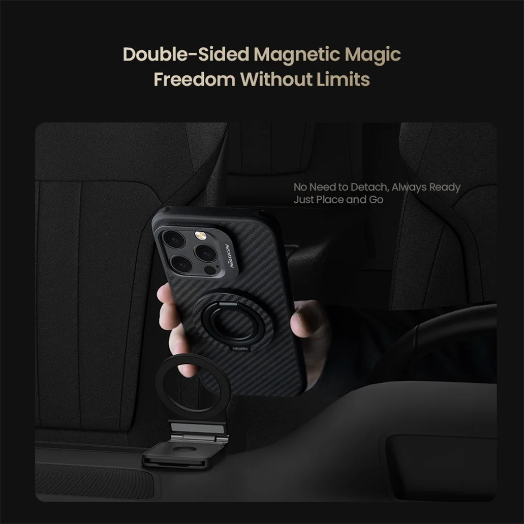 Nillkin FiberSnap Dual-Sided Magnetic Ring Stand MagSafe Portable Folding Phone Holder Ultra-thin Stepless Angle Adjustment