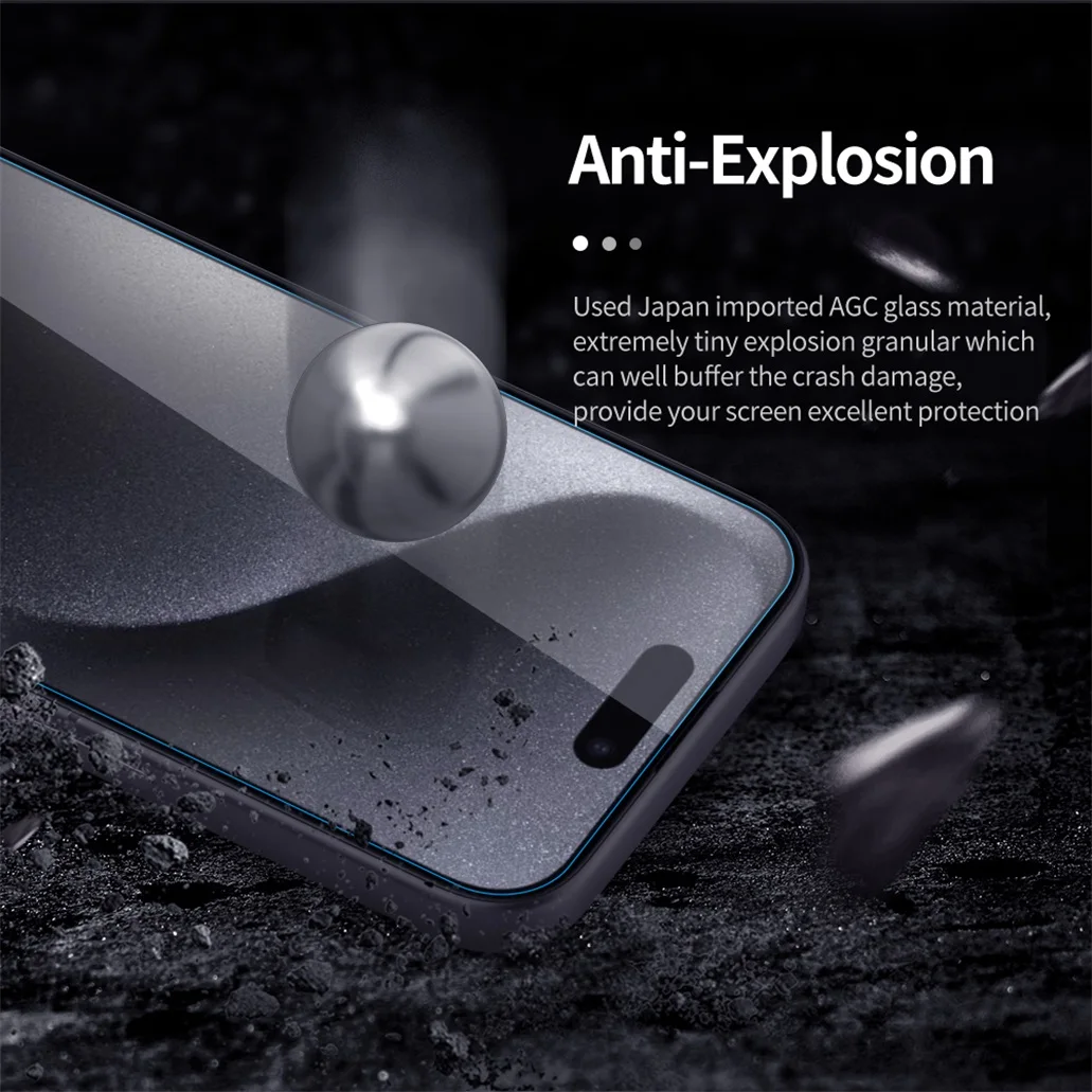 Nillkin For iPhone 15 Pro /Pro Max Tempered Glass H+PRO Anti-Explosion 2.5D 0.2 mm Screen Protector For iPhone 15 /15 Plus Film