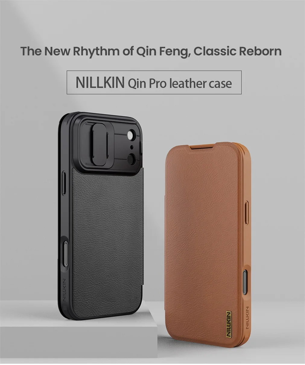 Nillkin For iPhone 17 Pro Max / 17 Pro Flip Case QIN Pro Leather Case Card Pocket Slide Camera Book Cover For iPhone 17 / Air