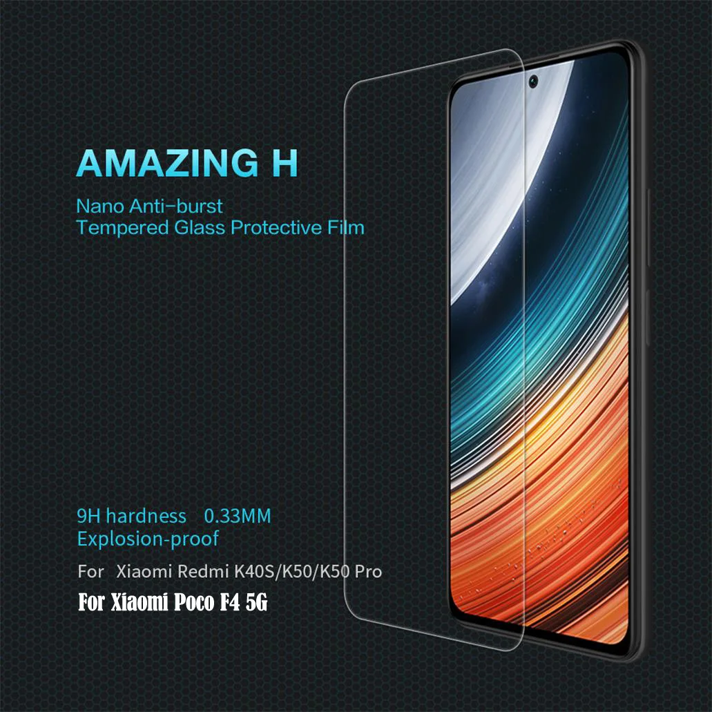 Nillkin For Xiaomi Poco F4 5G Tempered Glass H+PRO Glass 2.5D 0.2mm 9H Anti-Explosion Phone Screen Protector Film For Poco F4 5G