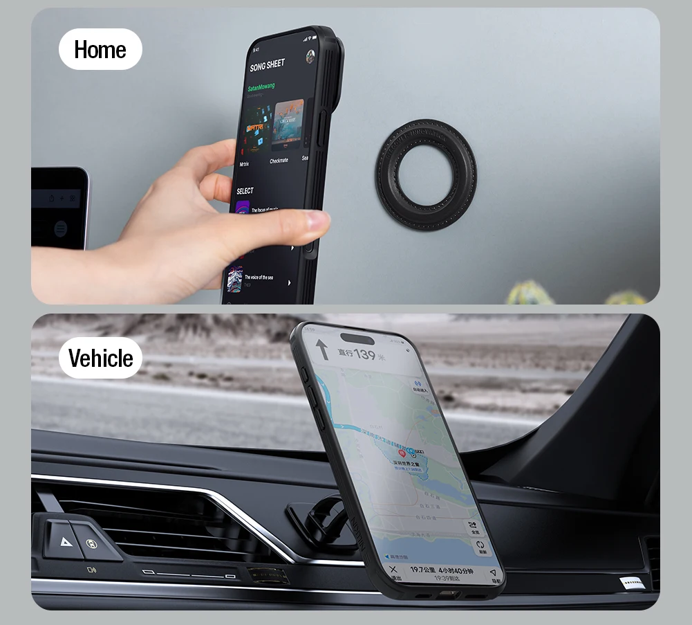 NILLKIN MagSafe Case For iPhone 17 Pro Max Magnetic Wireless Charging With Transparent Phone Holder Camera Cover For iPhone17Pro