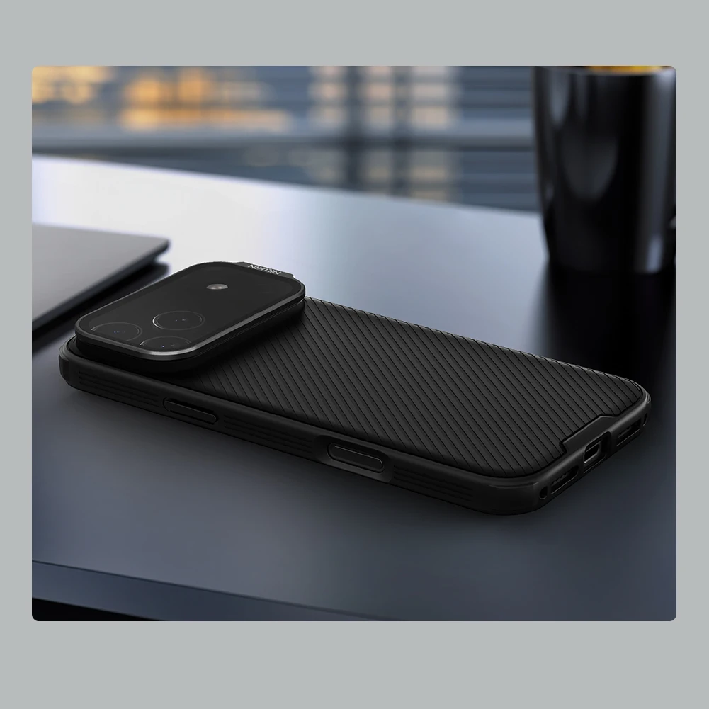 NILLKIN MagSafe Case For iPhone 17 Pro Max Magnetic Wireless Charging With Transparent Phone Holder Camera Cover For iPhone17Pro