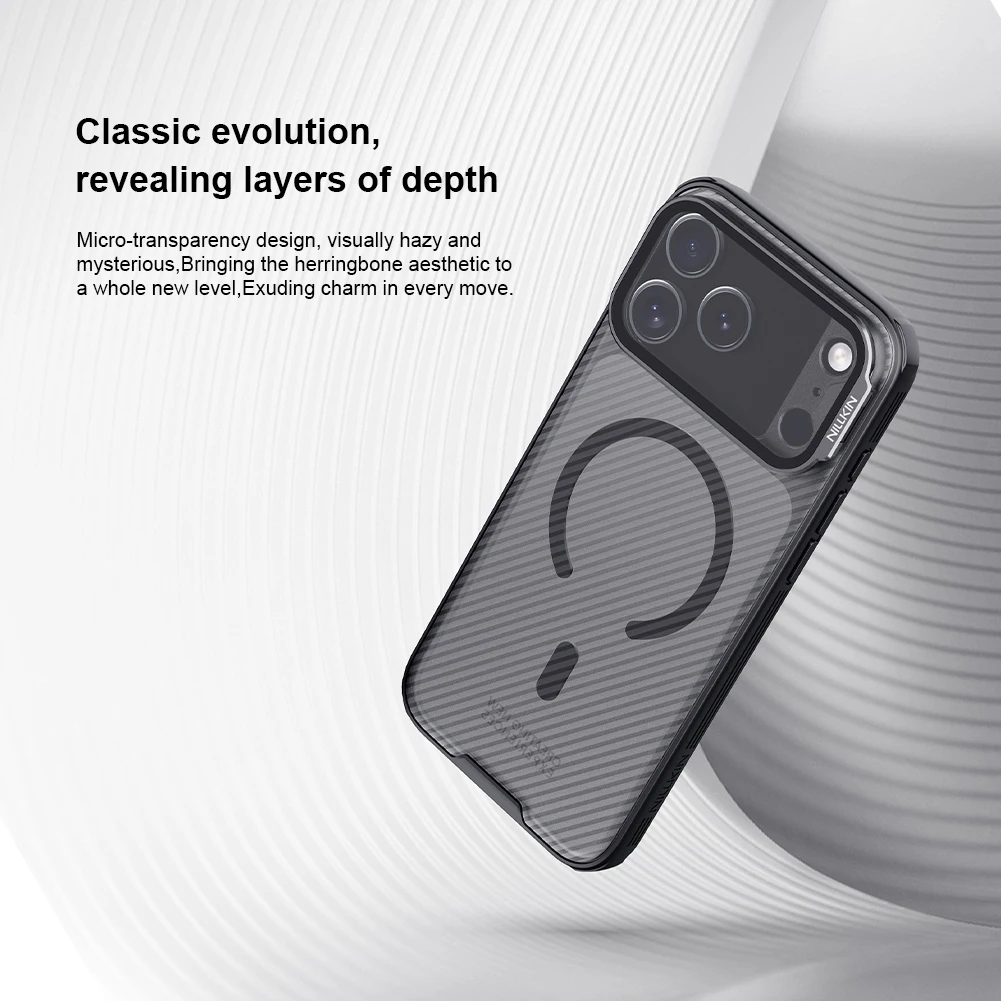 NILLKIN MagSafe Case For iPhone 17 Pro Max Magnetic Wireless Charging With Transparent Phone Holder Camera Cover For iPhone17Pro