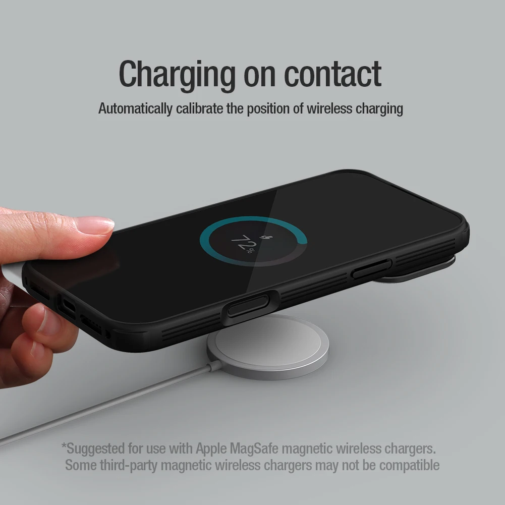 NILLKIN MagSafe Case For iPhone 17 Pro Max Magnetic Wireless Charging With Transparent Phone Holder Camera Cover For iPhone17Pro