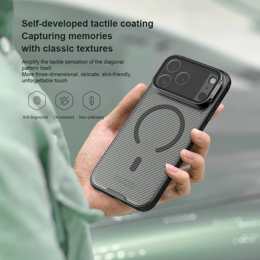 NILLKIN MagSafe Case For iPhone 17 Pro Max Magnetic Wireless Charging With Transparent Phone Holder Camera Cover For iPhone17Pro