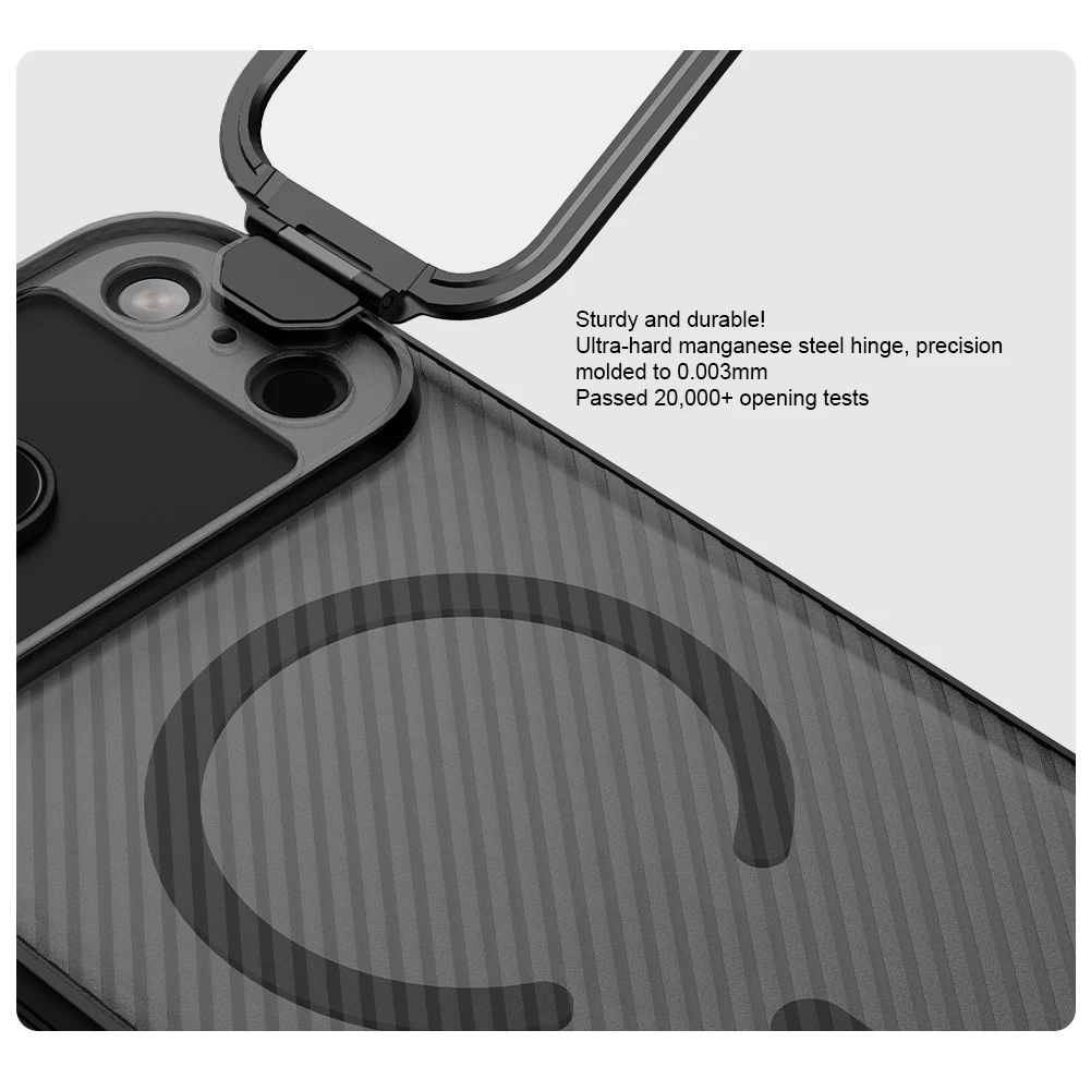 NILLKIN MagSafe Case For iPhone 17 Pro Max Magnetic Wireless Charging With Transparent Phone Holder Camera Cover For iPhone17Pro