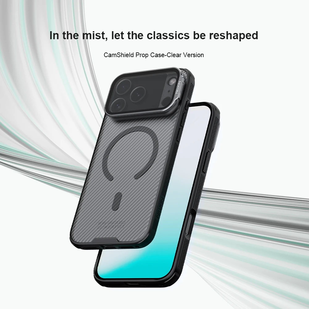 NILLKIN MagSafe Case For iPhone 17 Pro Max Magnetic Wireless Charging With Transparent Phone Holder Camera Cover For iPhone17Pro