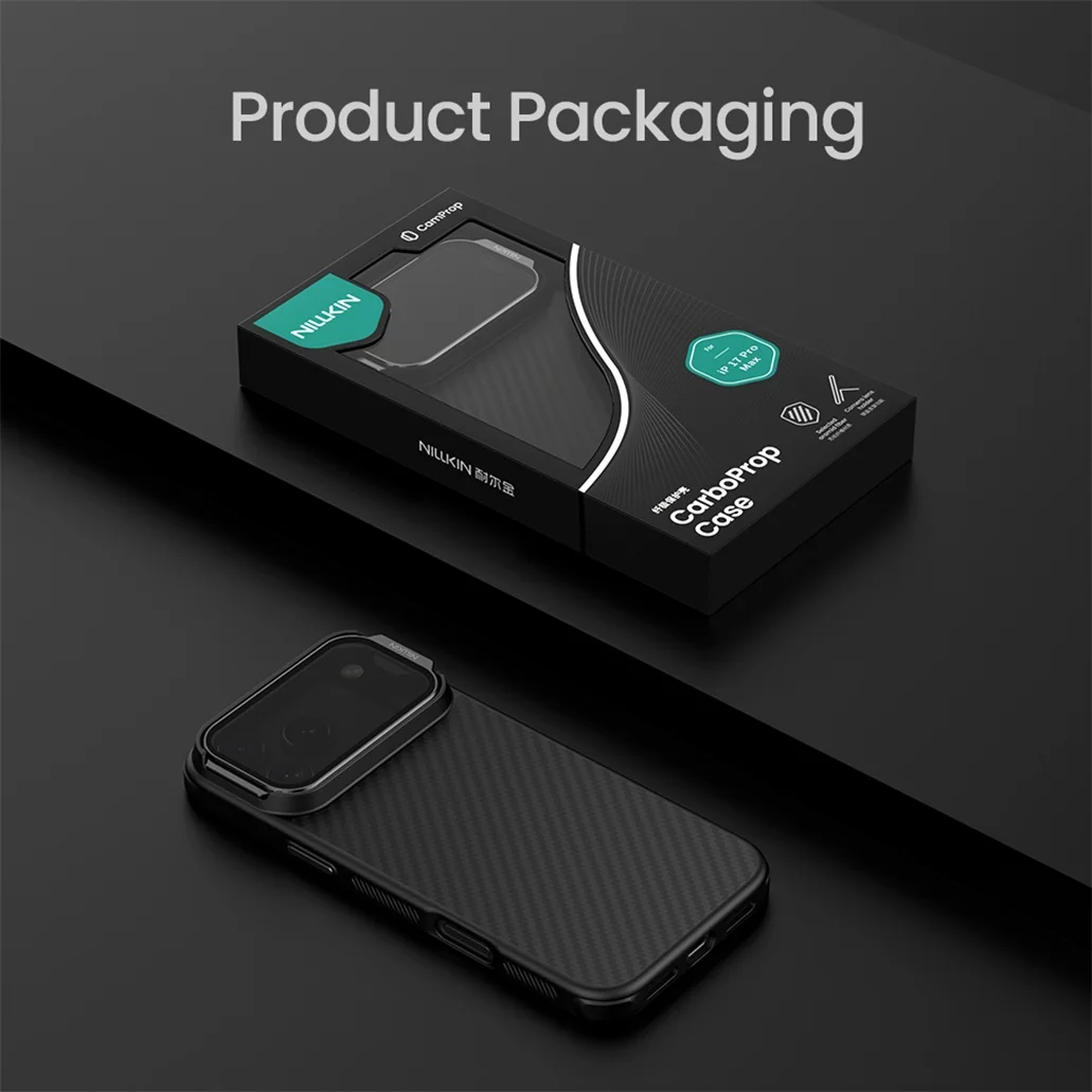 NILLKIN For iPhone 17 Pro Max MagSafe Case CarboProp Aramid Fiber Magnetic Case With Phone Holder Camera Cover For iPhone17 Pro