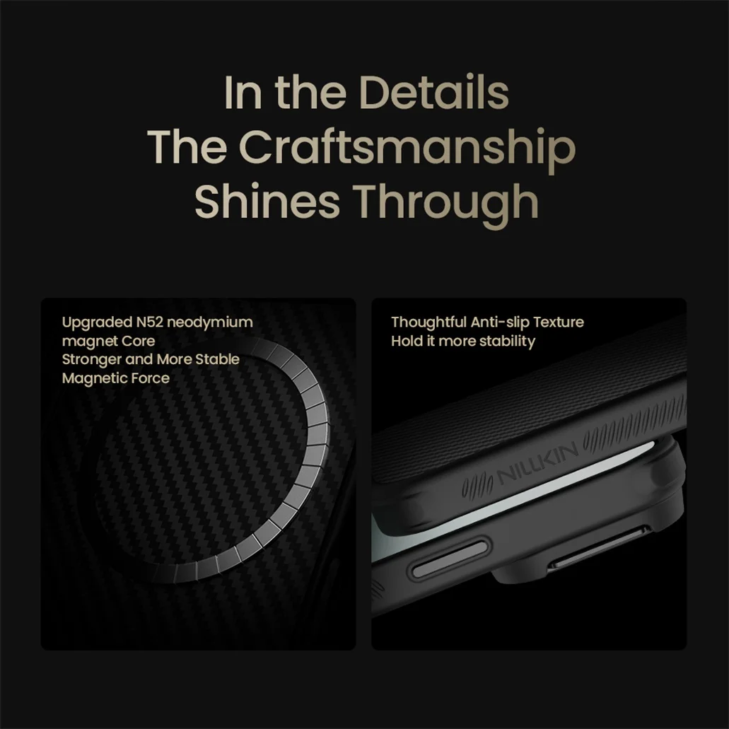 NILLKIN For iPhone 17 Pro Max MagSafe Case CarboProp Aramid Fiber Magnetic Case With Phone Holder Camera Cover For iPhone17 Pro