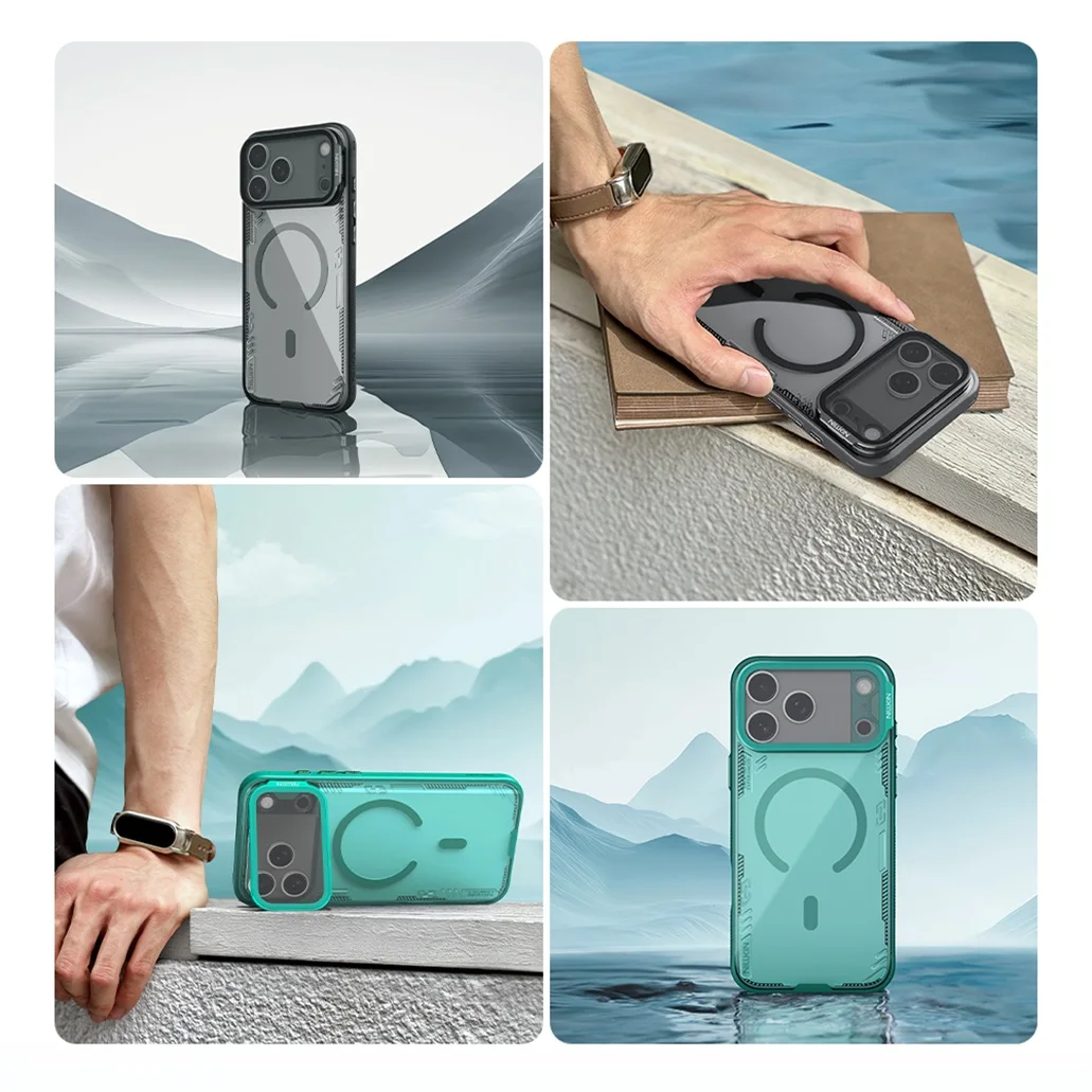NILLKIN For iPhone 17 Pro Max Magsafe Case Iceblade Prop Phone Holder Camera Cover Transparent Magnetic Case For iPhone17 Pro